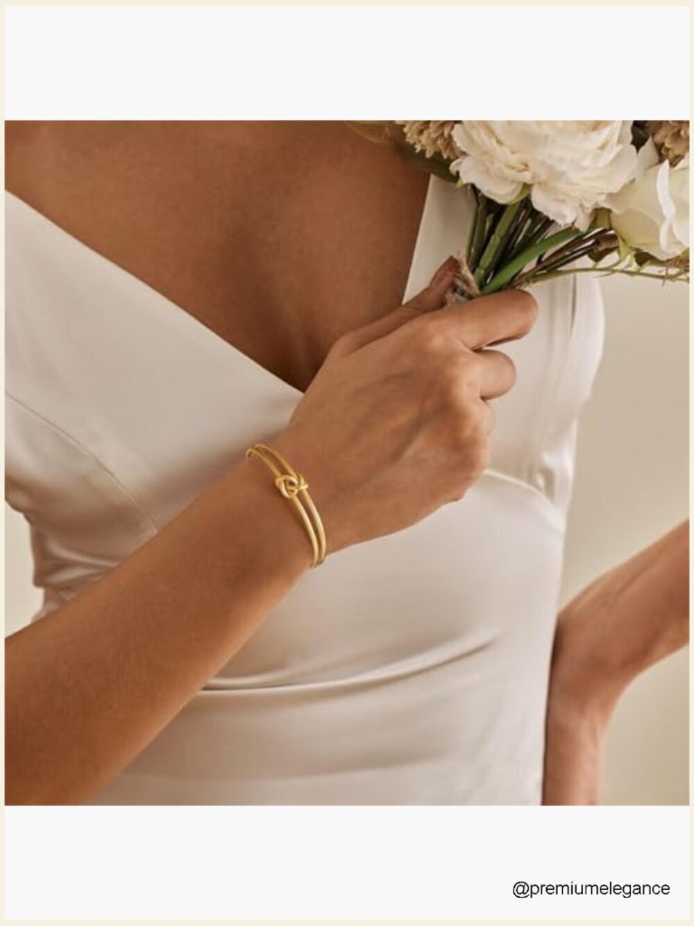 Gold Knot Bangle Bracelet Adjustable 18K Plated Stainless Steel Dainty Cuff - Picture 3 of 7